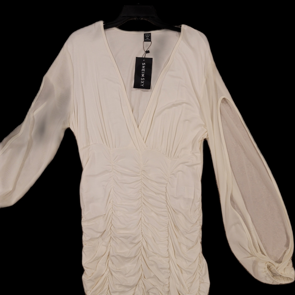 Off White Ruched Jumpsuit - Picture 2 of 4
